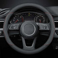 Premium Leather Custom Car Steering Wheel Cover 2026 Update Version, 4 Styles, 15 inches Outer Diameter