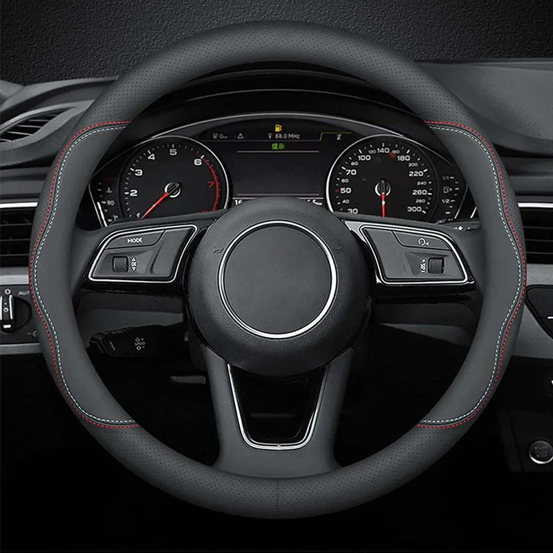 Premium Leather Custom Car Steering Wheel Cover 2026 Update Version, 4 Styles, 15 inches Outer Diameter