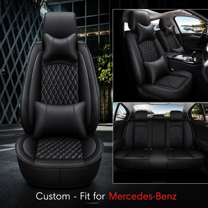 Custom Fit For Mercedes-Benz Full Set Car Seat Covers – Custom Fit Waterproof Leather Front & Rear Seat Protection