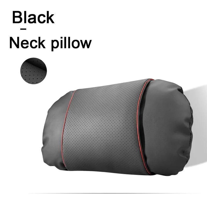 Luxury Nappa Leather Car Neck Pillow – Ergonomic Headrest Support for Car